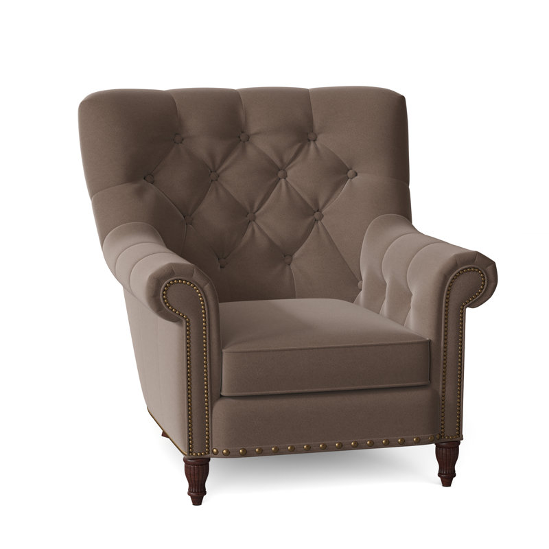 Kirby Leather Club Chair, Outsider Raven Genuine Leather, Mahogany, #9 & #54 French Natural