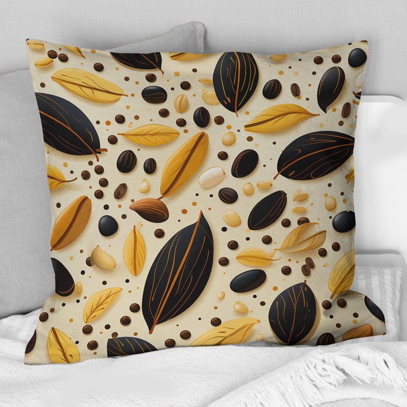 Coussin décoratif en polyester à motif botanique crème et botanique II, H 18 po x l 18 po