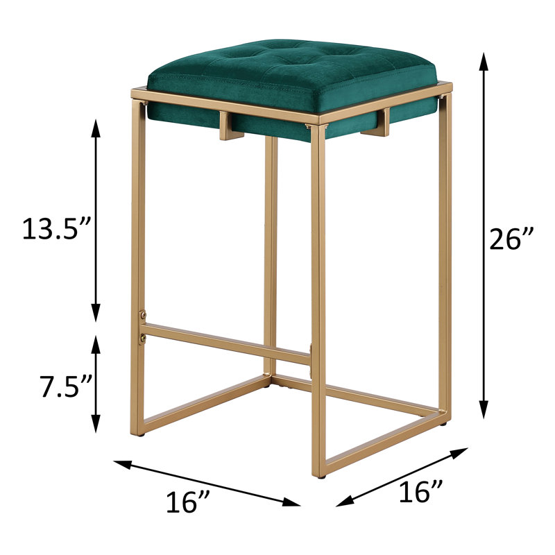 Tabouret de bar et de comptoir Magdelena, Vert, Tabouret de comptoir (siège d'une hauteur de 26 p