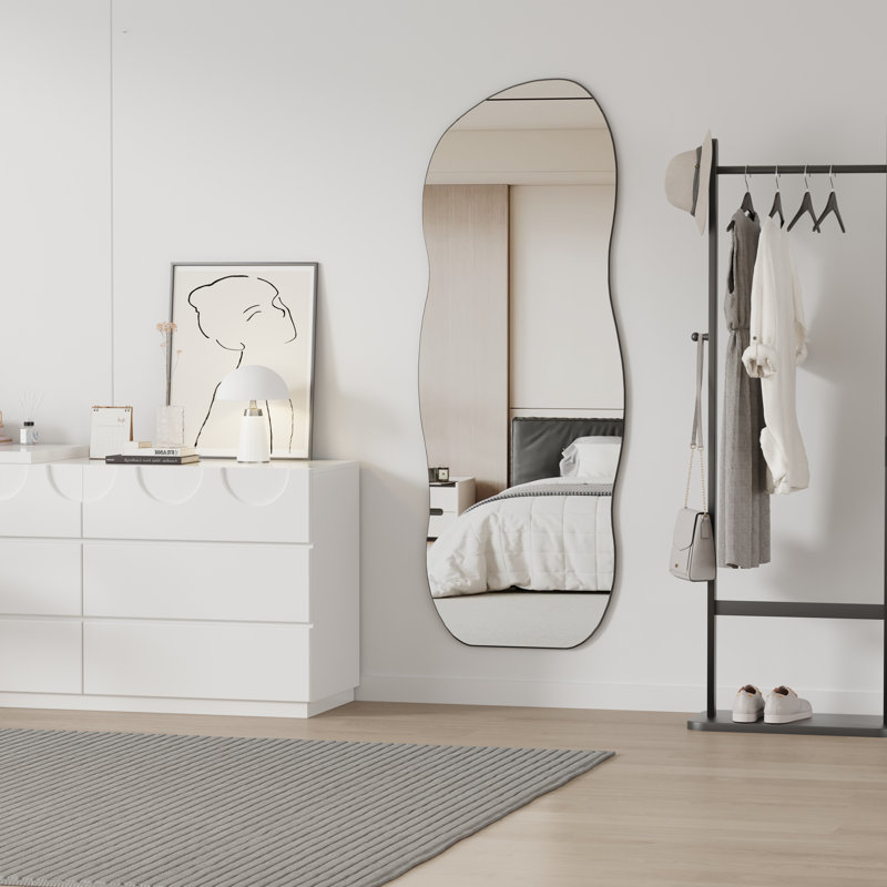  Miroir mural pleine longueur à vagues ondulées 63 "x24" sans cadre pour le salon, la salle de bain, la chambre à coucher et le vestibule