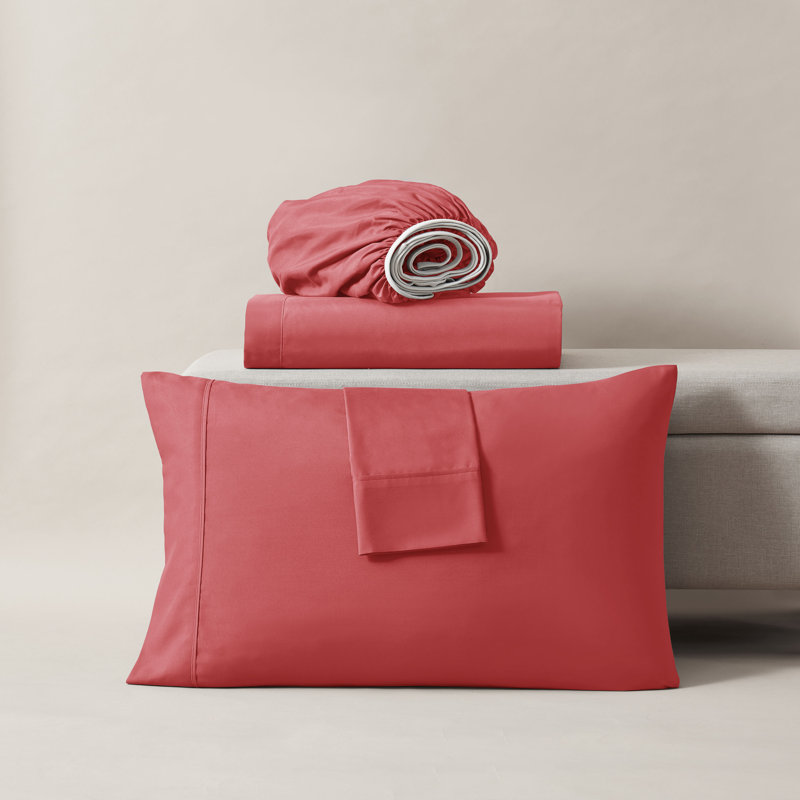 Ensemble de draps en micro-fibre, Double TG, Rose corail