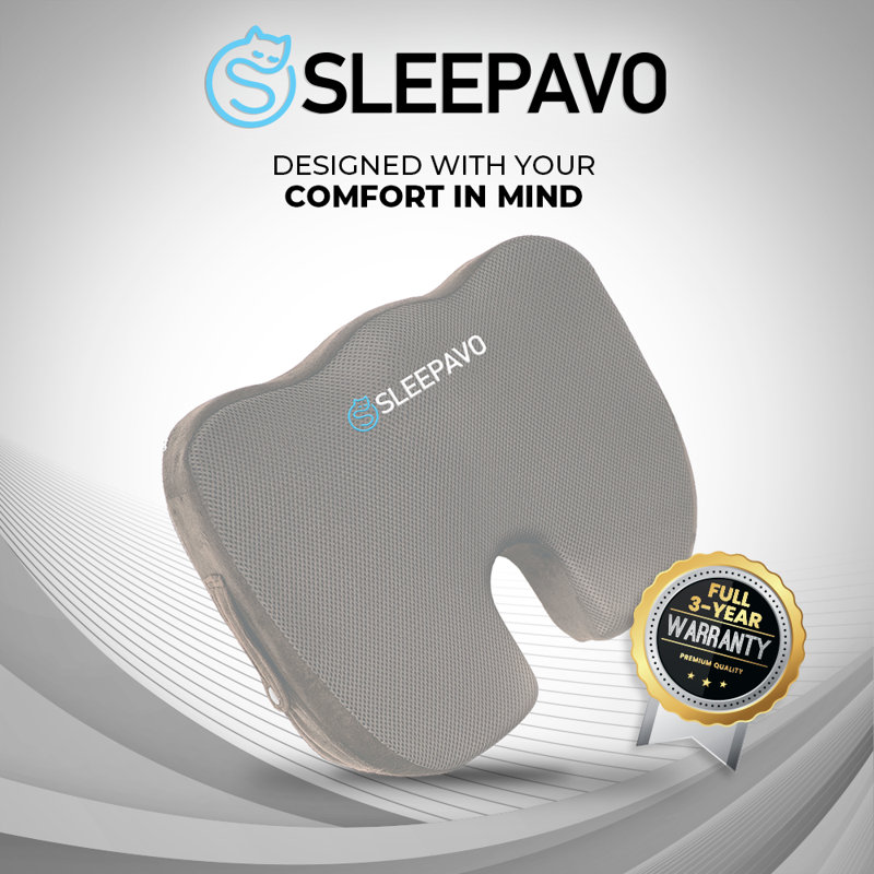 Gray Memory Foam U-Shaped Ergonomic Seat Cushion