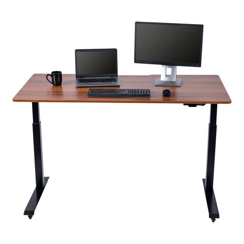 Adjustable Metal Base Standing Desk, 29.9" H x 47.6" W x 27.6" D, Teak/Black