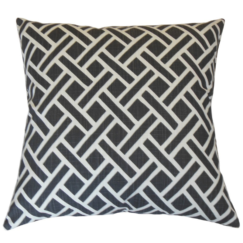 Coussin décoratif en coton Ceara, Hauteur (26 po) x largeur (26 po), Encre
