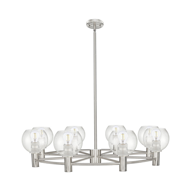 Lustre suspendu 8 lumières Cribb, Grainé, Nickel satiné