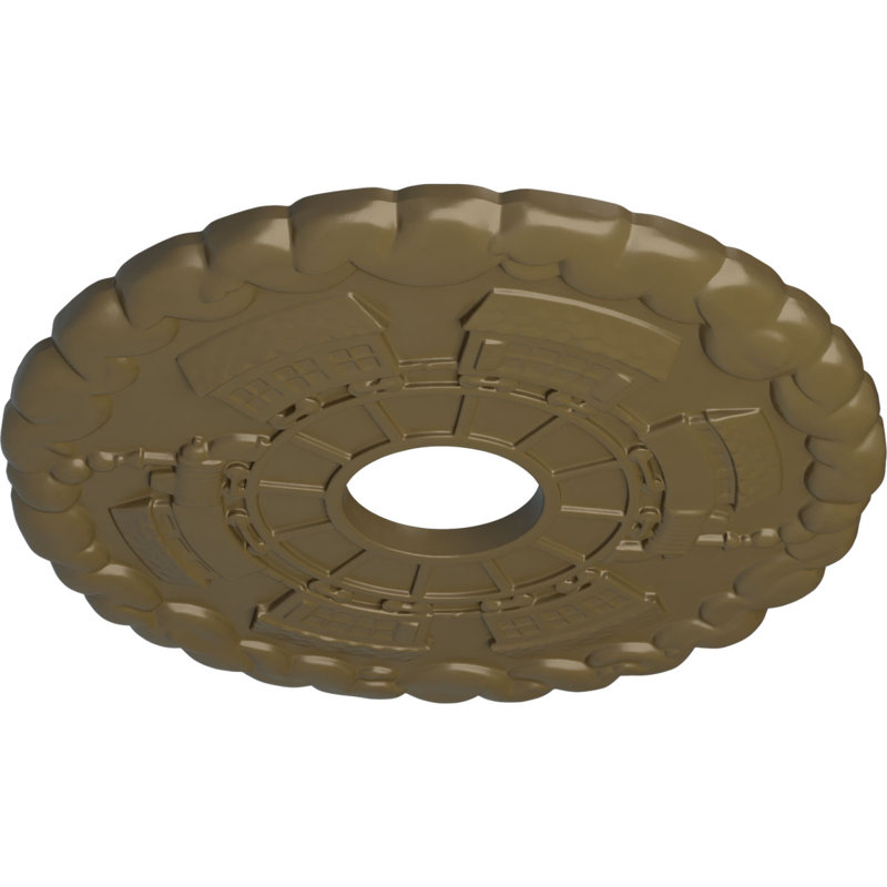 Endurathane Kendall Train Station Ceiling Medallion, 18 1/2"OD x 3 7/8"ID x 1"P (Fits Canopies up to 3 7/8"), Hand-Painted Mississippi Mud Finish