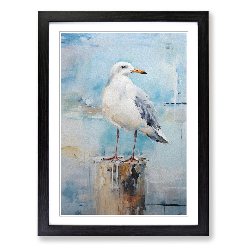 Seagull Gestural No.3 Framed Print, 46cm H x 34cm W x 2cm D, Black Framed