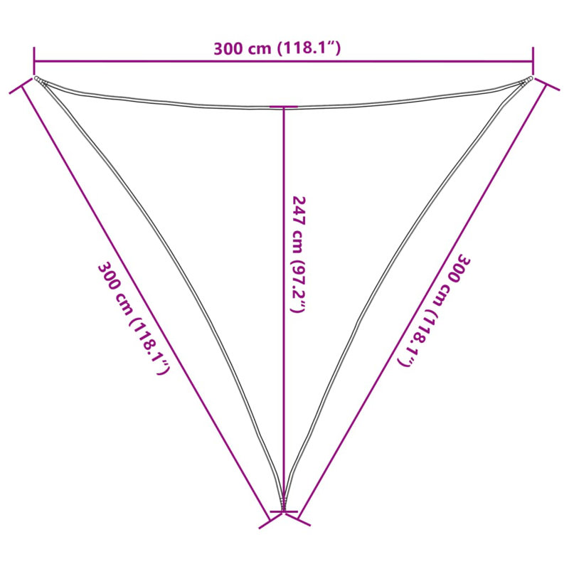 Sunshade Sail 160 G/M² Triangular Sand 3X3x3 M HDPE, Grey