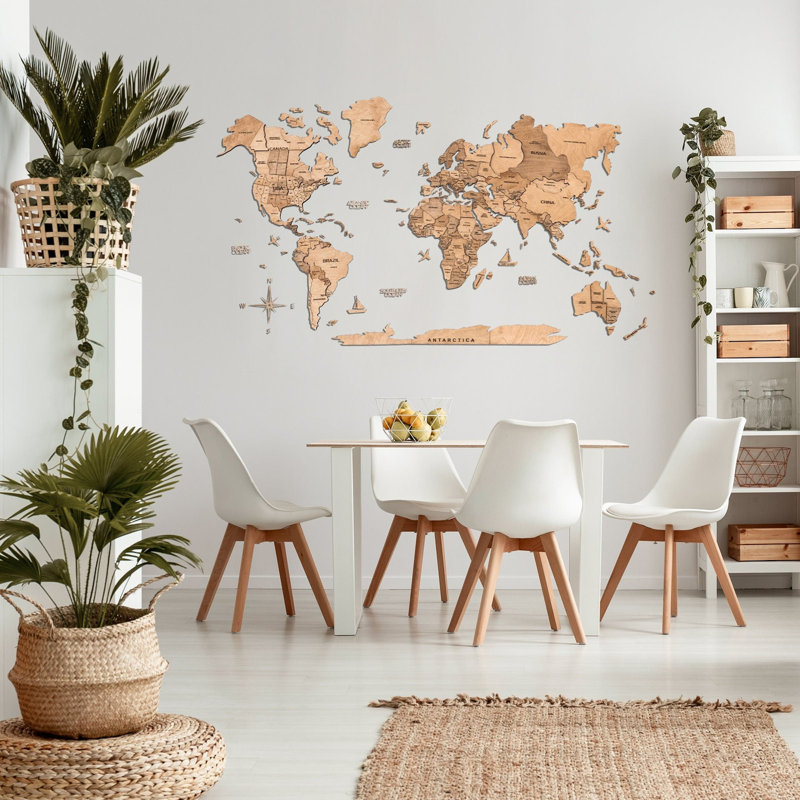 Minimalist Wall Decor, 3D World Map Wall Art, Light