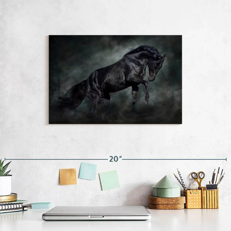 Brampt Prancing Black Horse, 8" H x 12" W