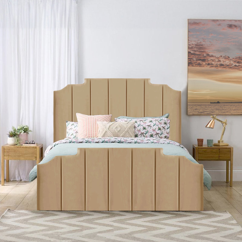 Antara Upholstered Bed, Double (4'6), Beige
