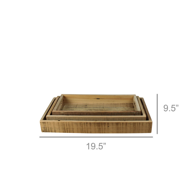 Plateau en bois Doulton - ensemble de 3