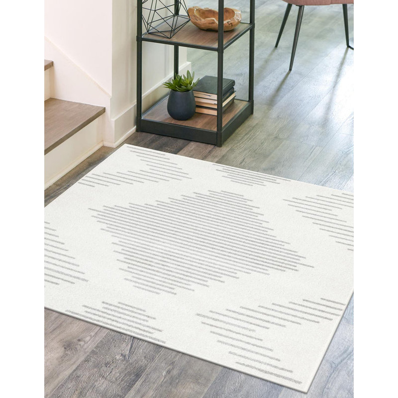 Tapis gris et ivoire Cohutta, Carré 5 pi 3 po