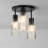 3-Light Flush Mount Ceiling Light, Matte Black, Clear Ribbed Glass Shades, Home Improvement, Dining Room, Kitchen