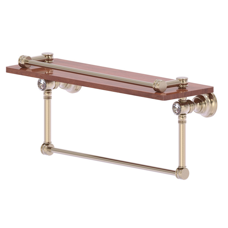 Freyja Ironwood Bracket Shelf with Towel Bar, Antique Pewter, 5.54" H x 16" W x 7.4" D