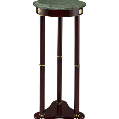 Accent Side Table With Round Top - Showcase Your Plants Elegance And Style, 27.5 Inches High, 12 In Width Depth, Marble Finish For Plant Display Adds Warmth To Living Area, Solid Wood +