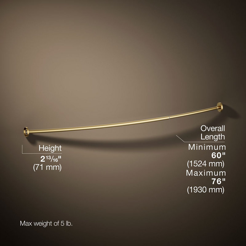 Expanse® 76" Curved Fixed Shower Curtain Rod, Brass