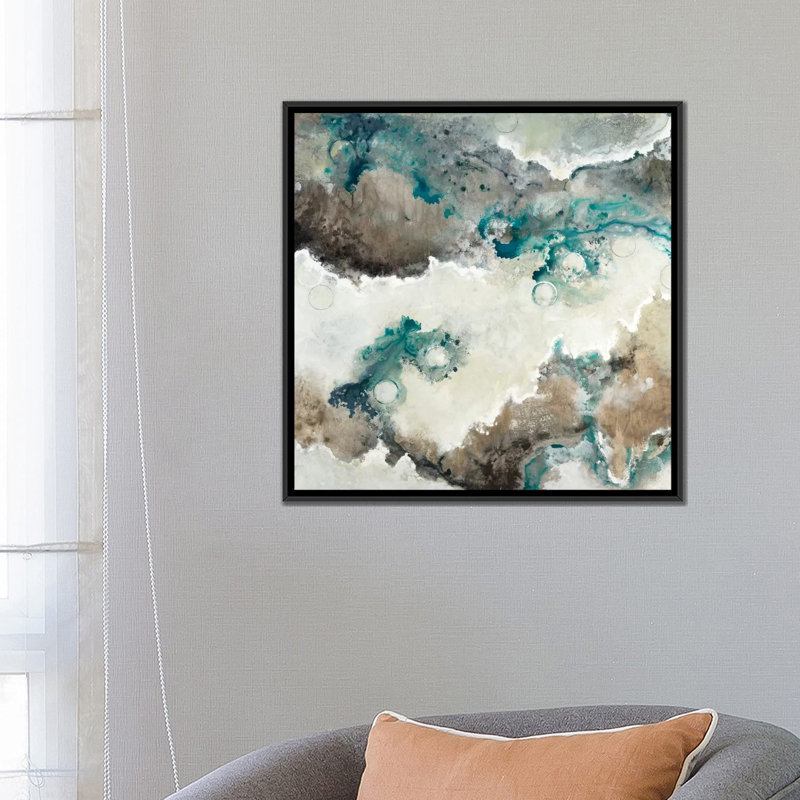 « next wave », reproduction sur toile, H 18 po x l 18 po x P 1,5 po, Toile avec cadre noir, Pas de tapis