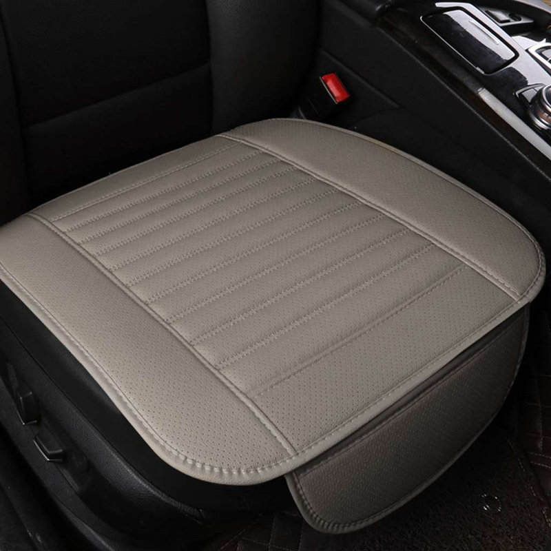 Set of 2 Car Front Seat Covers Universal PU Leather Mat Seat Cushion with Storage Pockets for Car SUV Truck, Gray