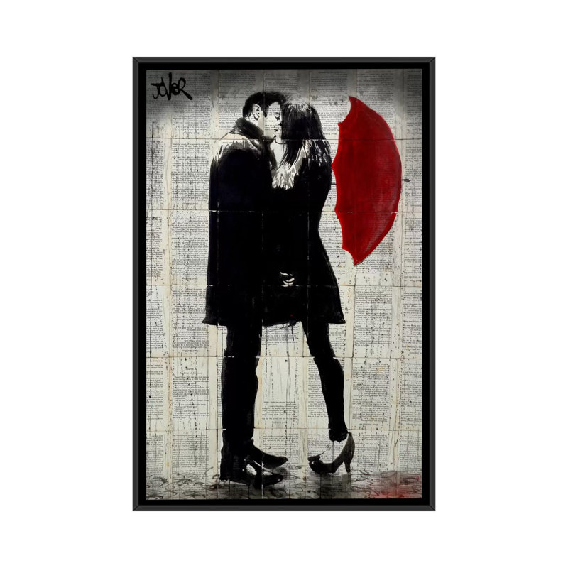 Winter's Kiss by Loui Jover - Print on Canvas, 66.04 cm H x 45.72 cm W, Black Framed Canvas