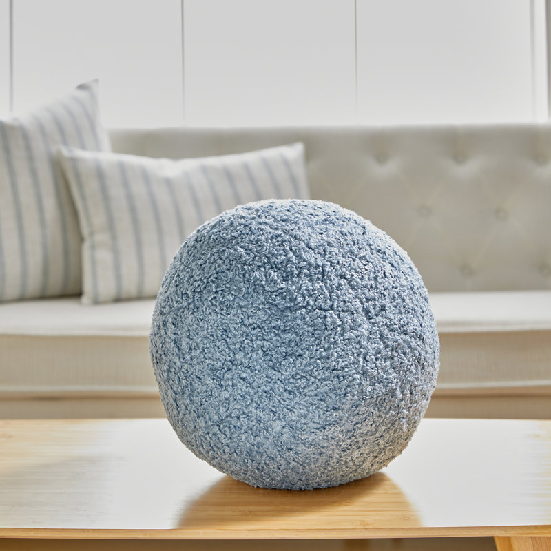French Boucle Poodle Velvet Reversible Throw Pillow, Blue, 12"H x 12"W