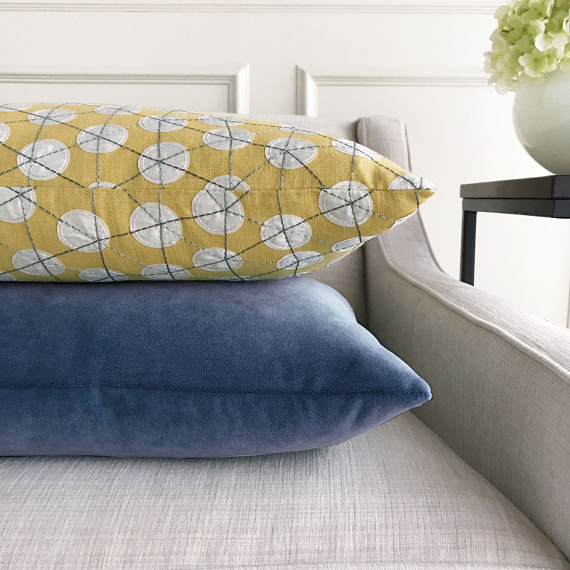 Maude Square Polyester/Polyester Blend Pillow Cover and Insert, Polyester, Blue