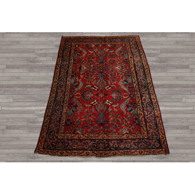 6'2''x9'2'' Hand Knotted Wool Red Tabriz Old Traditional Rug