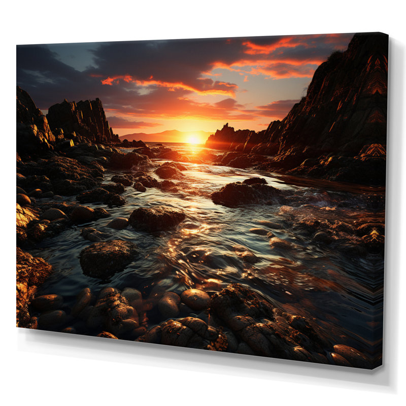 Rochers côtiers de Rocky Beach, Toile tendue, H 24 po x l 32 po x P 1 po