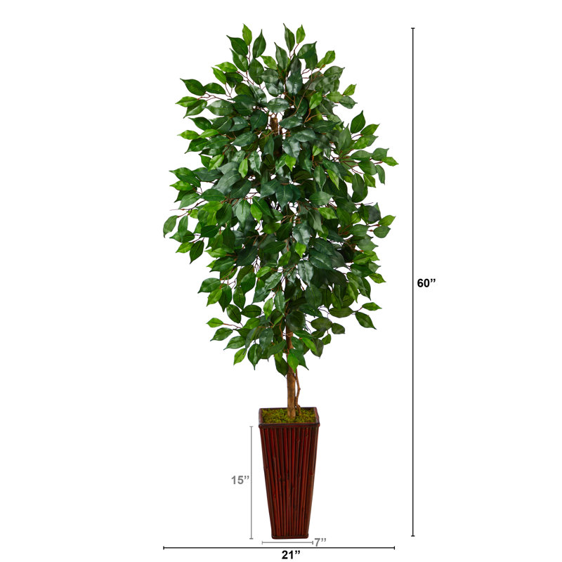 60'' Faux Ficus Tree in Wood Planter