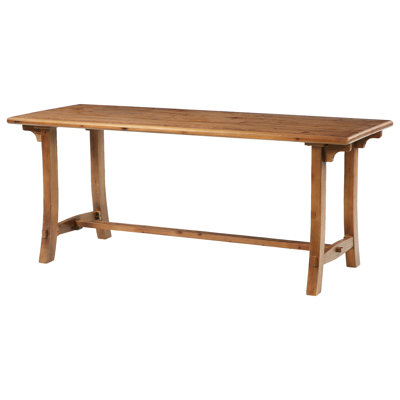 Farmhouse 70.9" Solid Wood Rectangular Dining Table with Curved Legs for 6