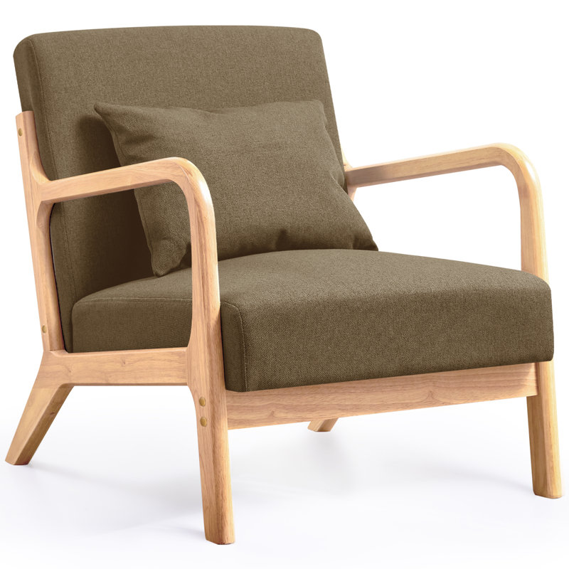 Chaise avec accoudoirs de lecture rembourrée Comfy, Lin 100 % brun