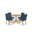 L'ensemble de salle à manger 5 pièces comprend une table de salle à manger ronde avec Dropleaf et 4 chaises Parson revêtues de similicuir bleu Oasis, en chêne-1440336284-1440336279-1440336265