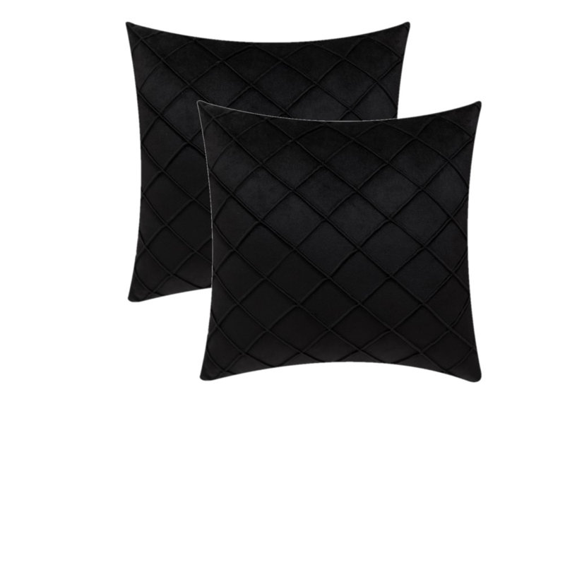 Coussins décoratifs en velours, sans insertions, 20 po x 20 po, Noir, Carré