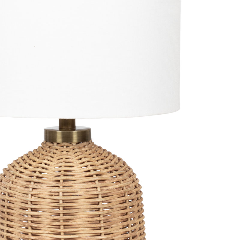 Modern Rattan Bedside Table Lamp, Tan