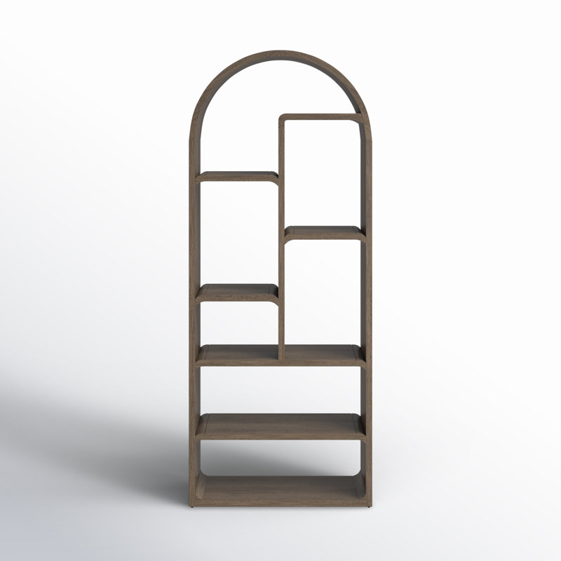 Risa Geometric Bookcase, Rustic Gray
