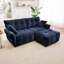 Canapé moderne à 2 places en tissu chenille avec repose-pieds - design minimaliste et tissu texturé, idéal pour le salon, un appartement ou un dortoir - bleu