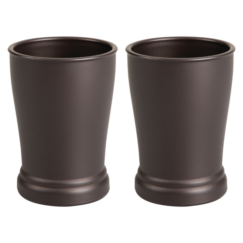 Ensemble de 2 verres de salle de bain en plastique pour comptoir ou meuble-lavabo iDesign - bronze