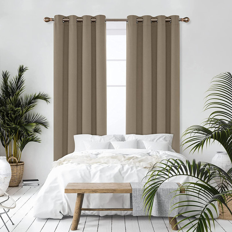 Hisao Room Darkening Curtain Pair, 140 W x 260 D cm, Taupe