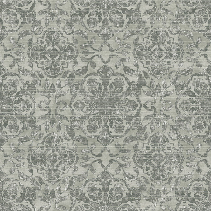 Elegance Collection Floral Stripe Shimmer Finish Wallpaper Roll, Gray