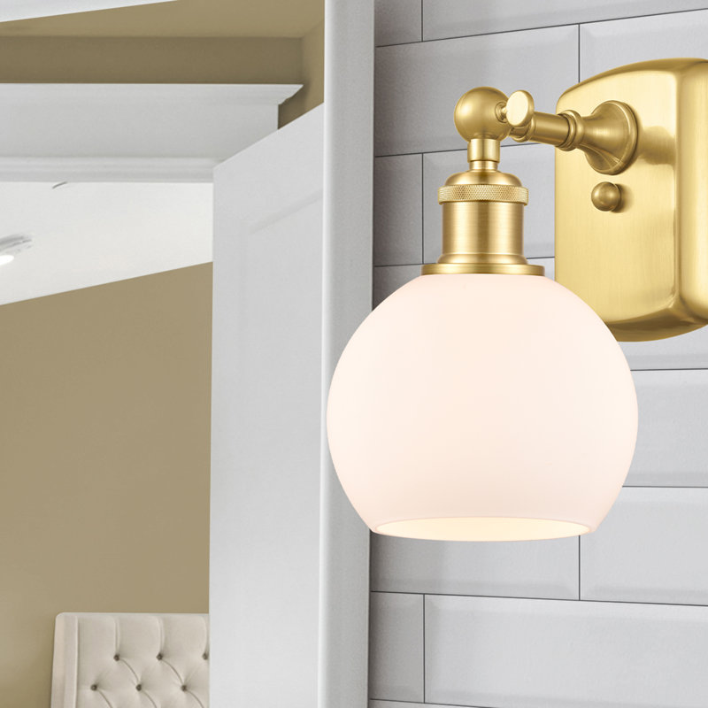 Applique murale 1 lumière 6 po Shauna, Blanc mat, DEL, Or satiné