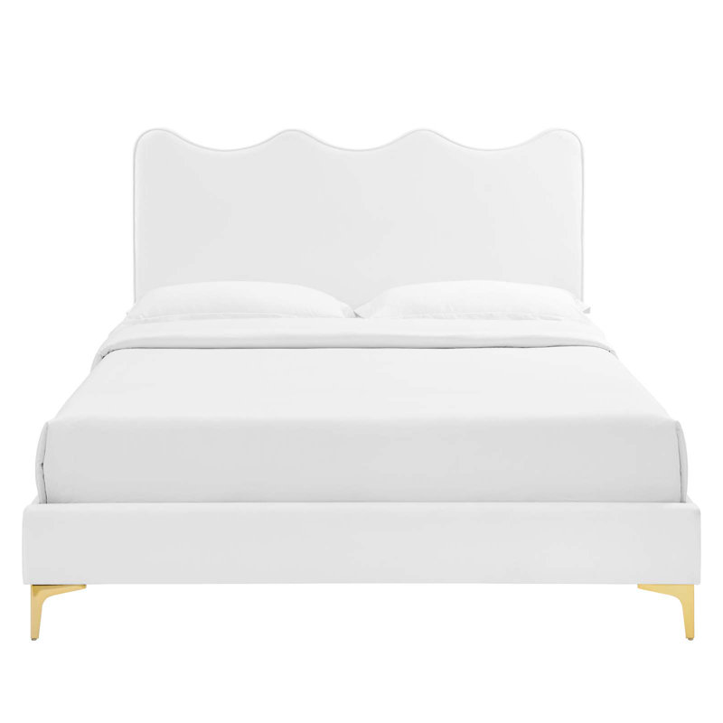 Lit plateforme en velours actuel Performance par Modway, Double, Blanc