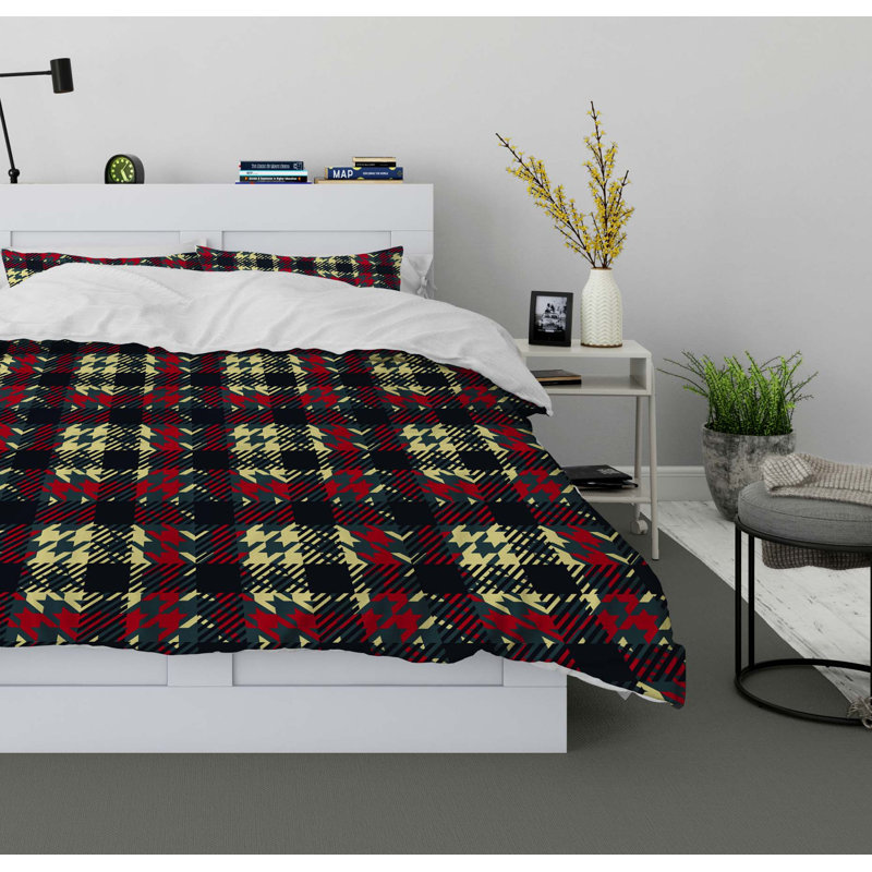 Plaid Pettern Twill Duvet Cover, Queen Duvet Cover + 2 Pillow Cases