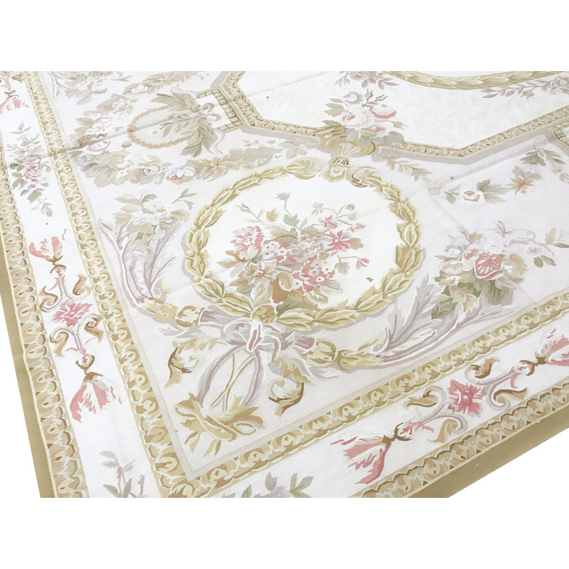 Tapis beige noué à la main de haute qualité