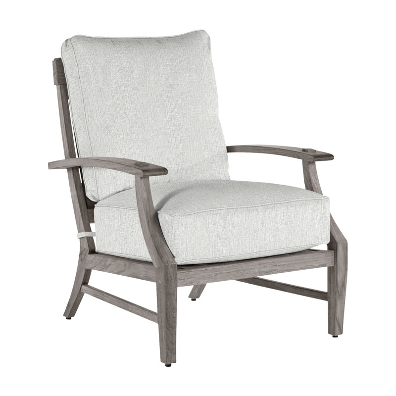 Croquet Teak Patio Chair with Cushions, Welt, Oyster Teak, Bali Pearl
