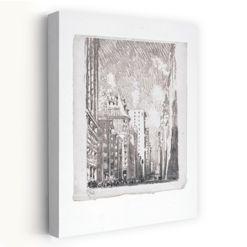 Lithographie de New York 1, art abstrait de paysage abstrait, H 24 po x l 16 po