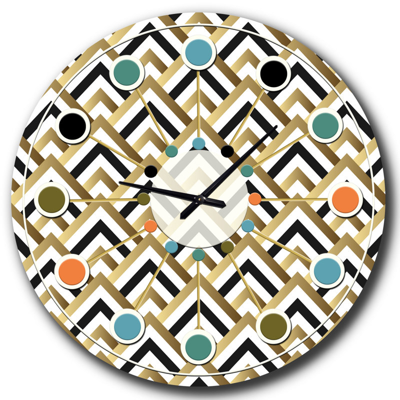 Triangle doré noir et blanc - horloge murale moderne Mid-Century, Petit