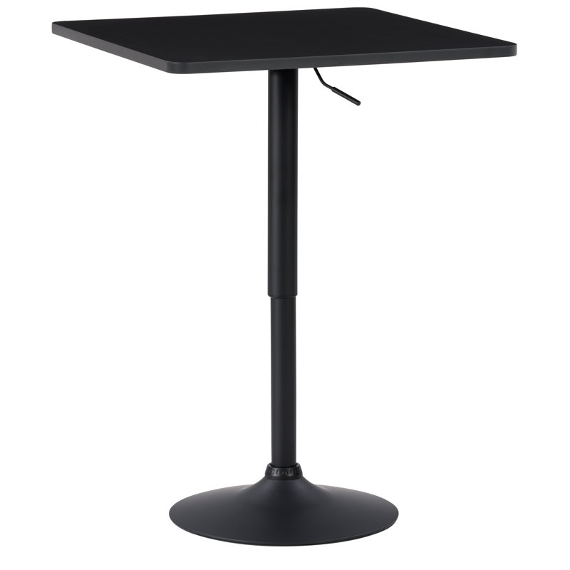 Table de salle à manger carrée à base en métal réglable Anassi, Noir, Noir