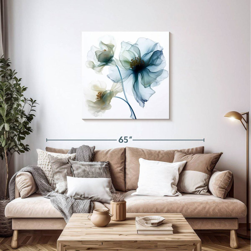 Harnek translucide fleurs de pavot bleues I, H 36 po x l 36 po
