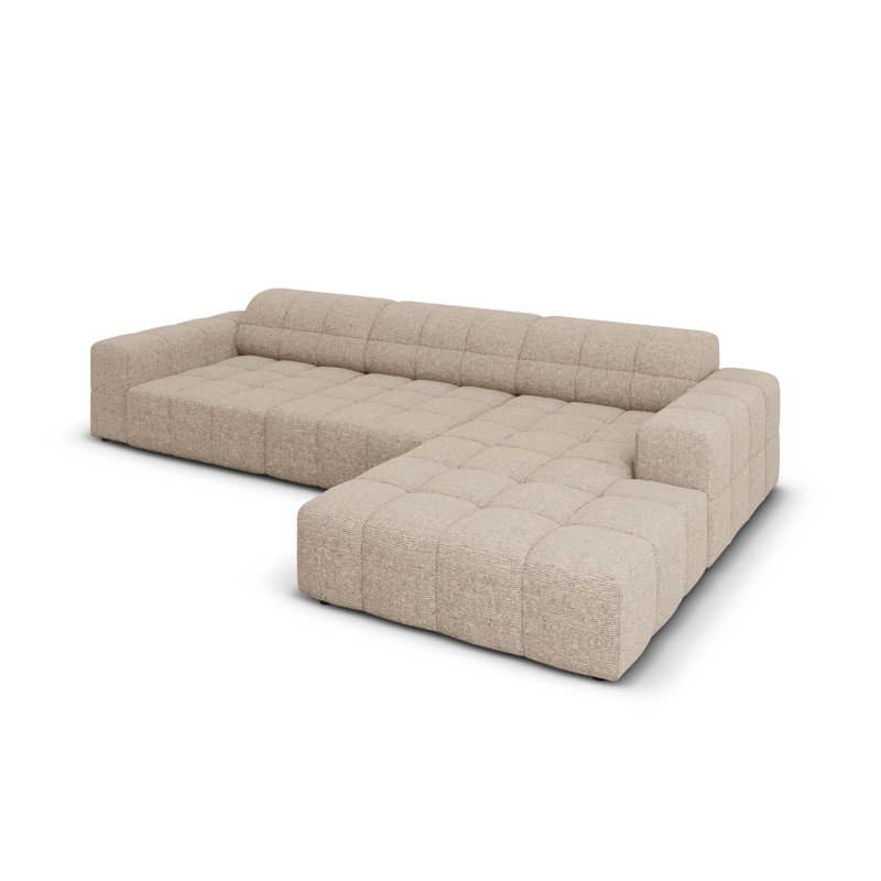 Chicago 4 Seater Corner Sofa, Beige, Right Hand Facing