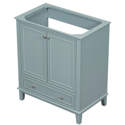 Base de meuble-lavabo de 30 po en bois massif et meuble-lavabo, armoire fonctionnelle avec tiroir, tablette réglable, autoportante, assemblage